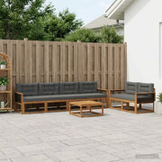Set di divani da esterno con cuscino 7 pcs Naturale e Antracite