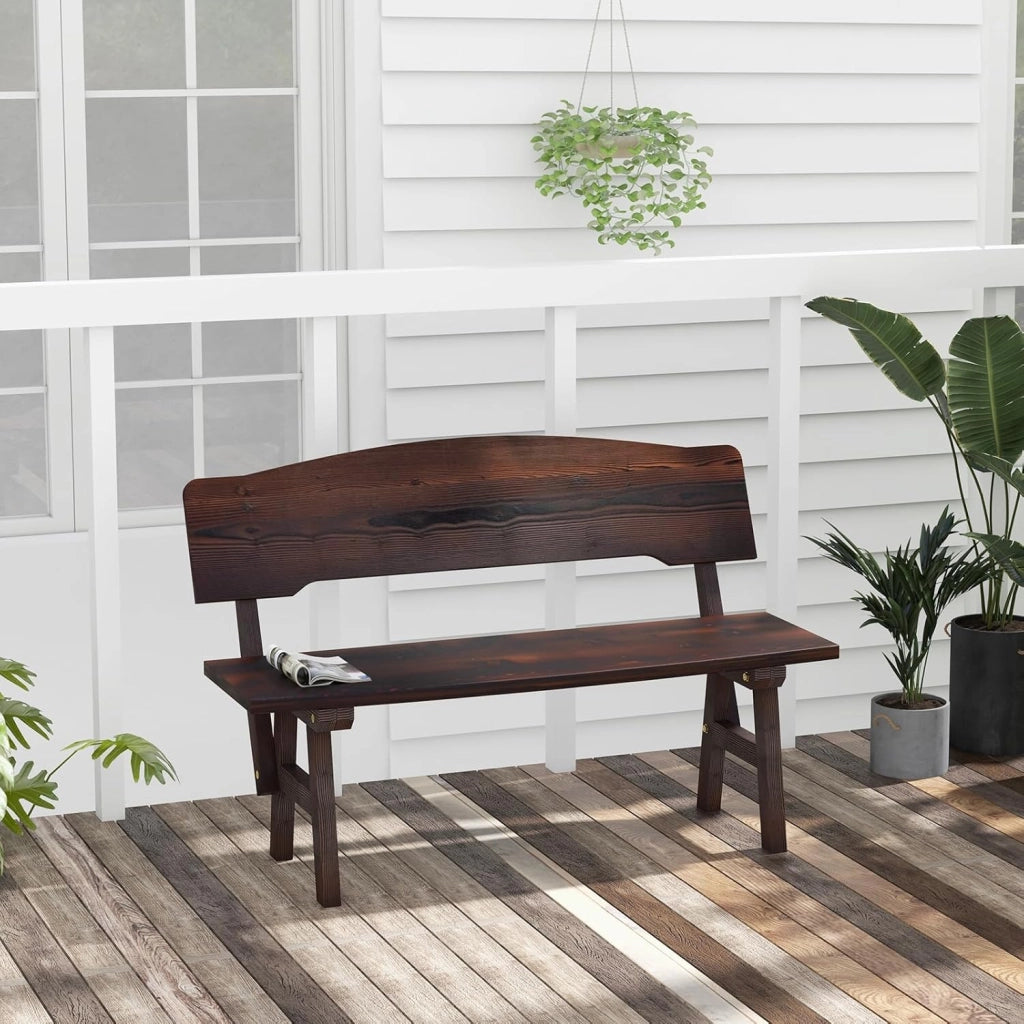Panchina da giardino in legno, con schienale, per esterni, resistente alle intemperie, portata fino a 325 kg, per balcone, giardino, terrazza, 120 x 51 x 78 cm