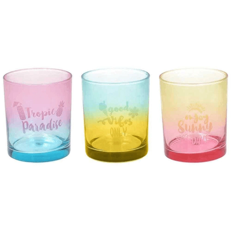 Set 3 Bicchieri 280 Cc Vetro Multicolor Linea Sunset