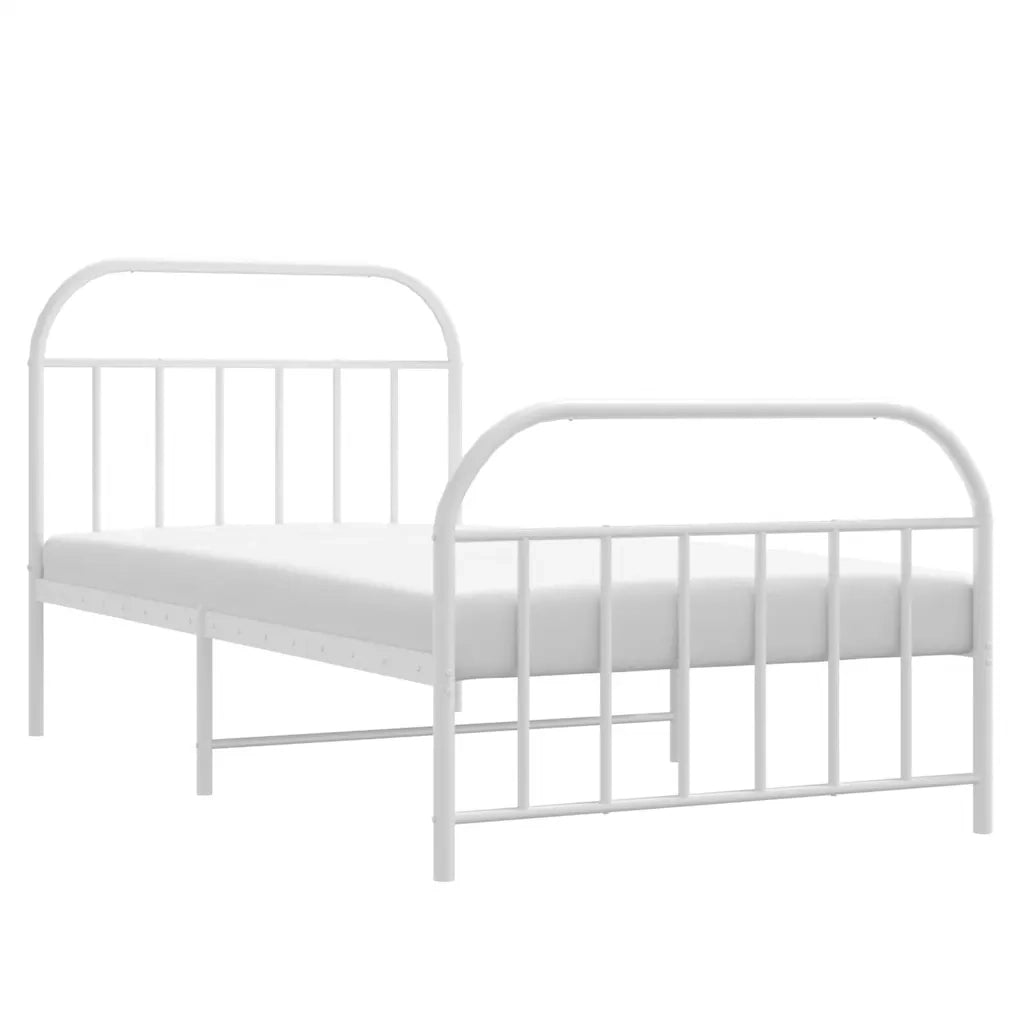 Giroletto con Testiera e Pediera Metallo Bianco 100x190 cm 353696