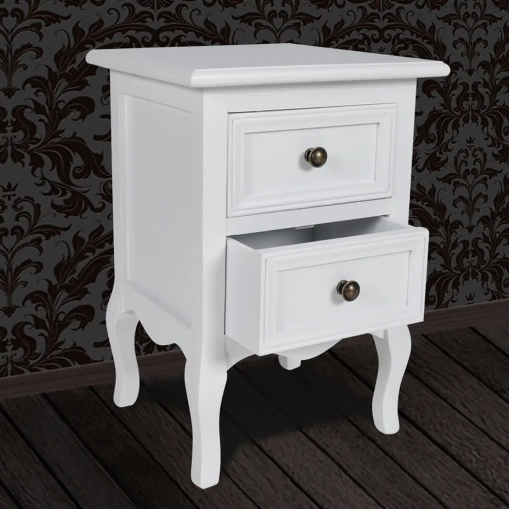 Comodini 2 pz con 2 Cassetti in MDF Bianchi 60638