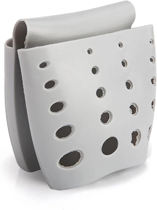 Pannello di scarico appeso per lavandino, spalla doppia con molle, contenitore in silicone per oggetti da cucina (grigio)