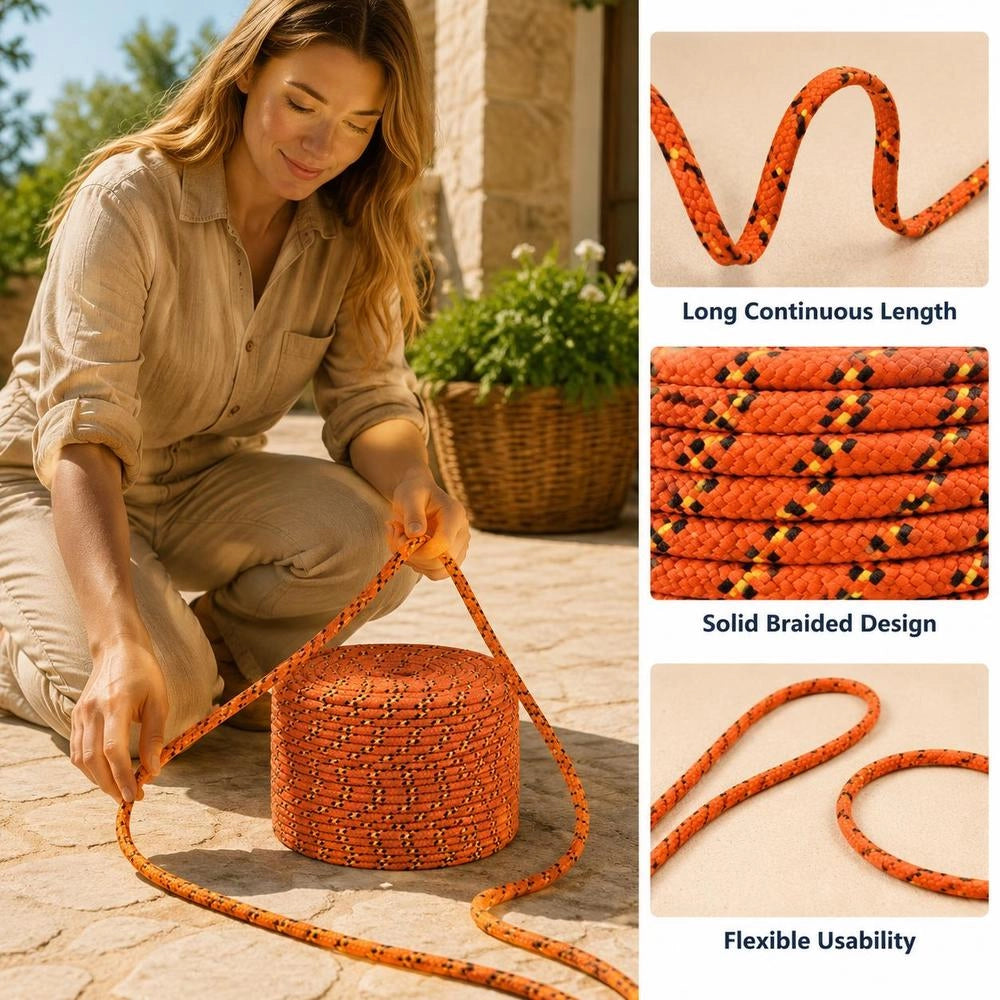 Boat Rope, Orange, 8 Mm, 250 M, Polypropylene