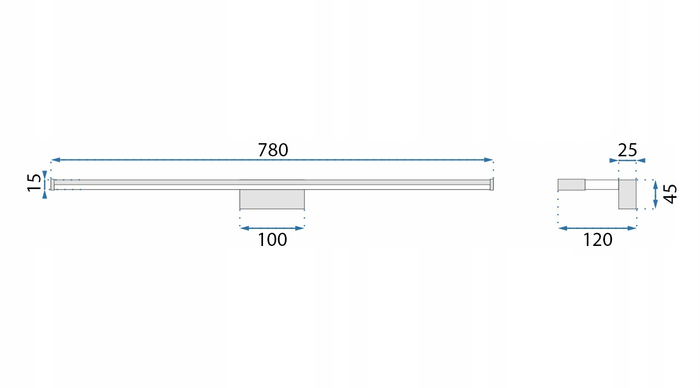 Lampada Da Parete Da Bagno Led Sopra Specchio 15w 68,5cm APP370-1W Cromo