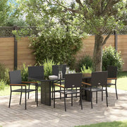 Set da Pranzo per Giardino 7 pcs Nero polyrattan 3365424