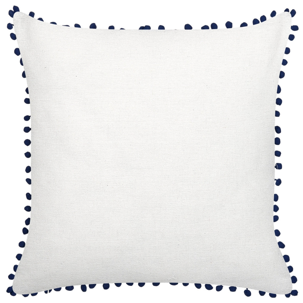 Set di 2 cuscini decorativi blu scuro poliestere 45 x 45 cm foglia stampa ginkgo biloba glamour pompon accessori decorativi