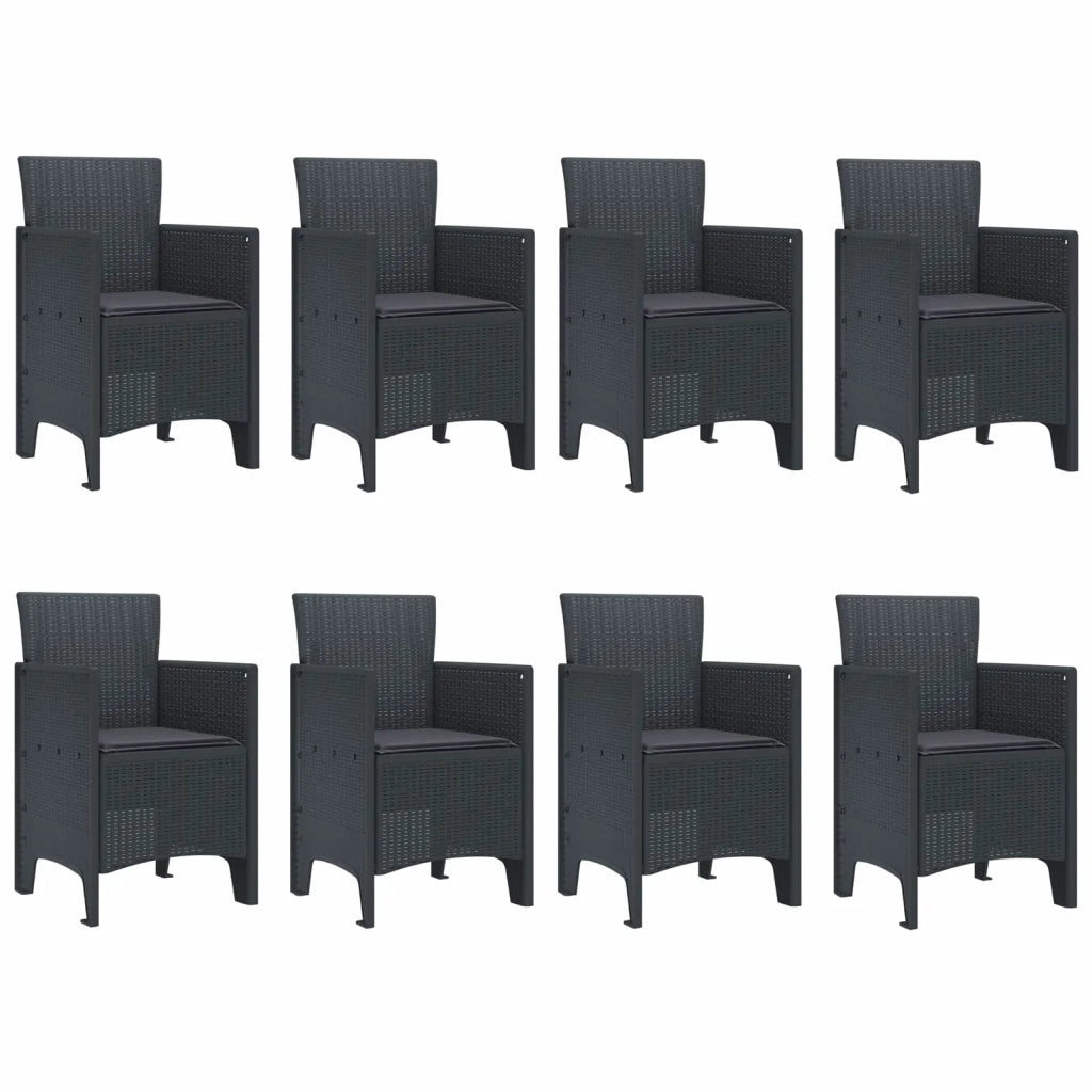 Set da Pranzo per Giardino 9 pcs Antracite Polipropilene