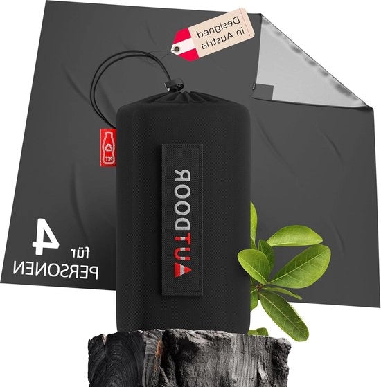 Tenda da picnic in nylon riciclato - asciugamano da campeggio in nylon riciclato - da 4 persone - colore nero