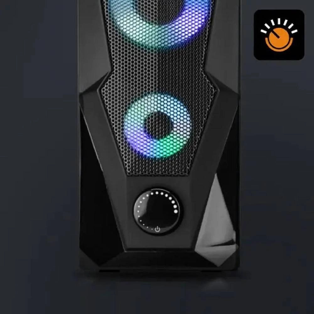 Trade Shop - Casse Altoparlanti Stereo Usb 2.0 Con Luci Led Pc Gaming Rgb Speaker Tv Mp3 A5005 -
