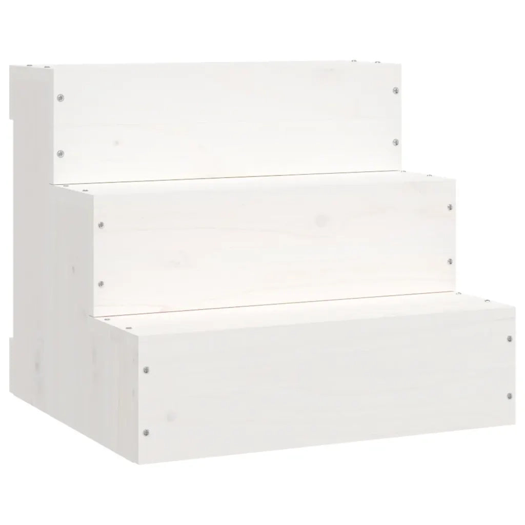 Scala per Animali Bianca 40x37,5x35cm in Legno Massello di Pino cod mxl 46057