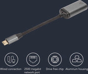 Adattatore USB C a Ethernet 2500 Mbps RJ45 2,5G Alta Velocità Ethernet LAN Adattatore di Rete - Plug and Play per Telefoni, Tablet, Windows OS