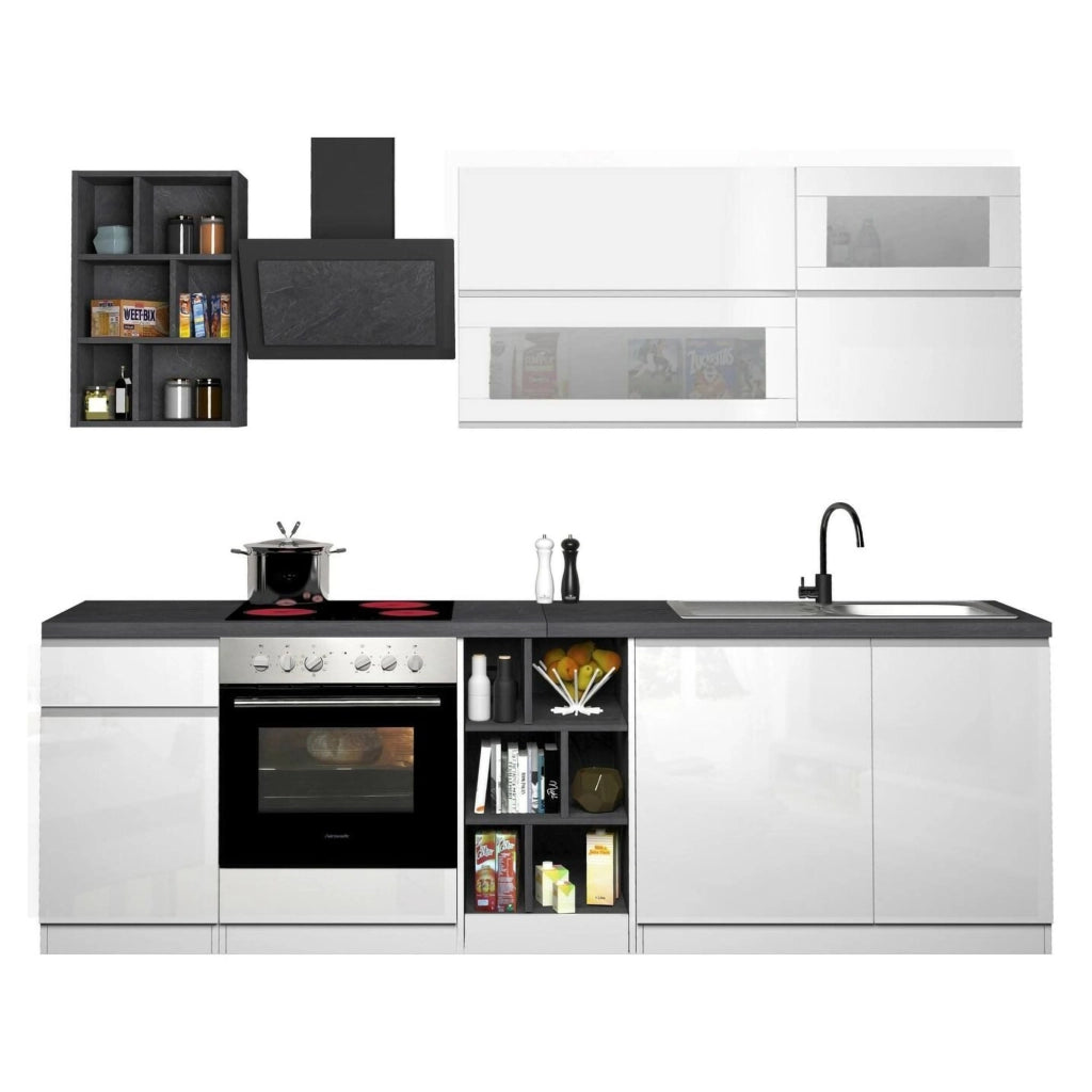 Cucinino Fonti, Cucina un Cassetto, Elettrodomestici non inclusi, Made in Italy, Bianco Lucido