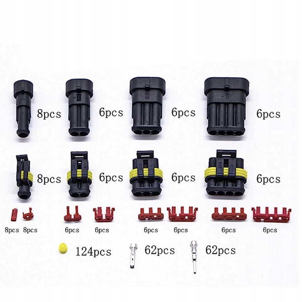 Set di Connettori Elettrici Ermetici – 622 Pezzi | IP67, 14A, 24V, -40°C a +125°C