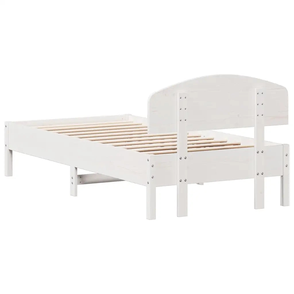 Giroletto senza Materasso-Struttura Letto Bianco 75x190 Legno Massello di Pino 125798