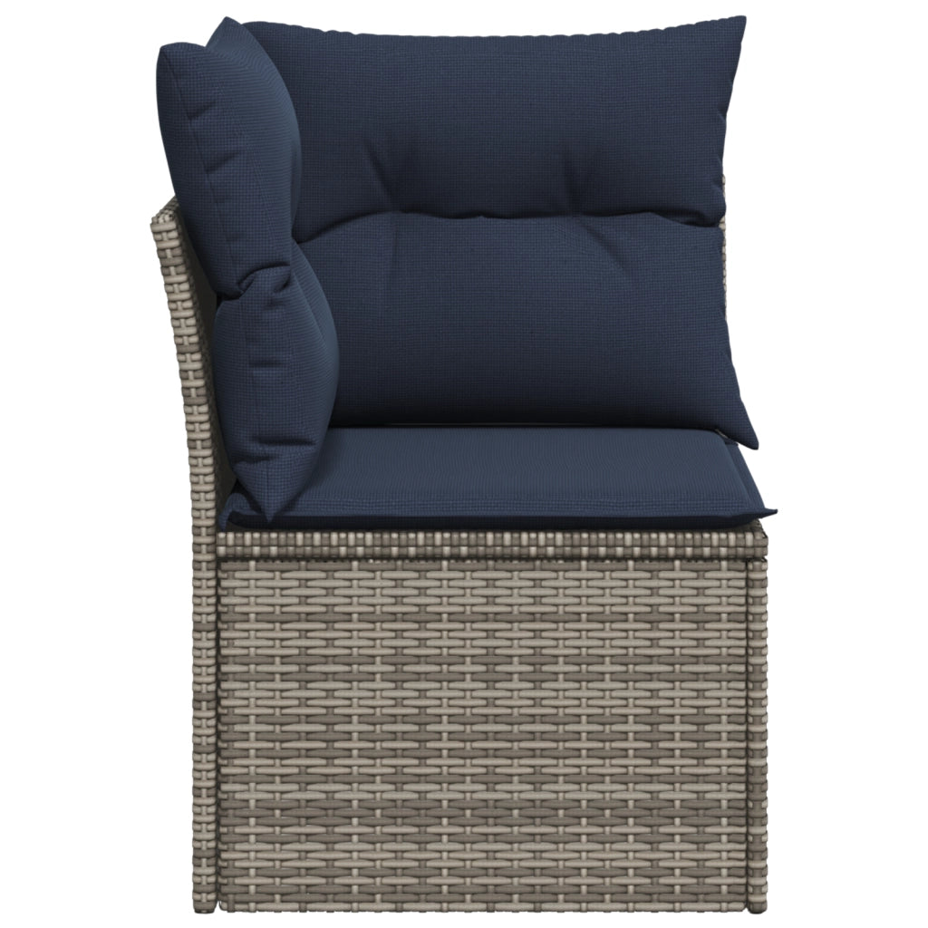 Divano Angolare da Giardino con Cuscini Grigio in Polyrattan 366148