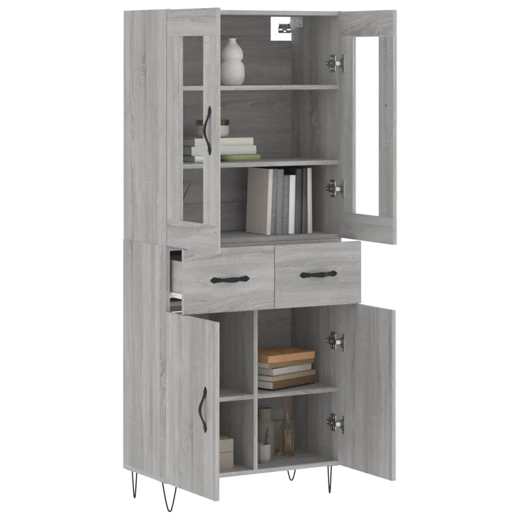 vidaXL Credenza Grigio Sonoma 69,5x34x180 cm in Legno Multistrato