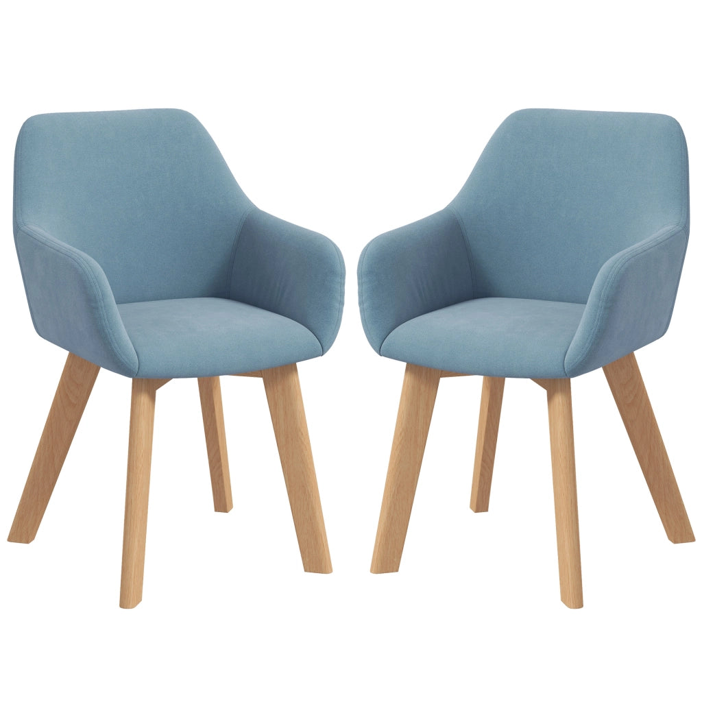 Set 2 Sedie da Pranzo Imbottite ¨C zephmum ¨C Tessuto Velluto, Legno, Blu
