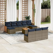 Set Divani da Giardino 11 pz con Cuscini Grigio in Polyrattan 3228077
