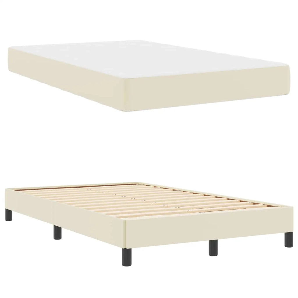 Struttura del letto con materasso Crema 120 x 200 cm Tessuto