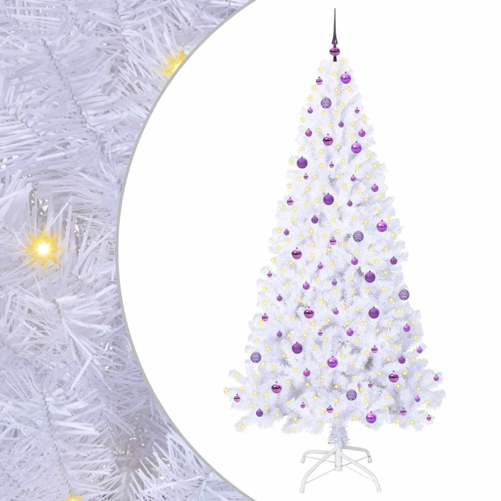 Albero di Natale Artificiale-Albero Natalizio Bianco 240 cm PVC e Acciaio 743621