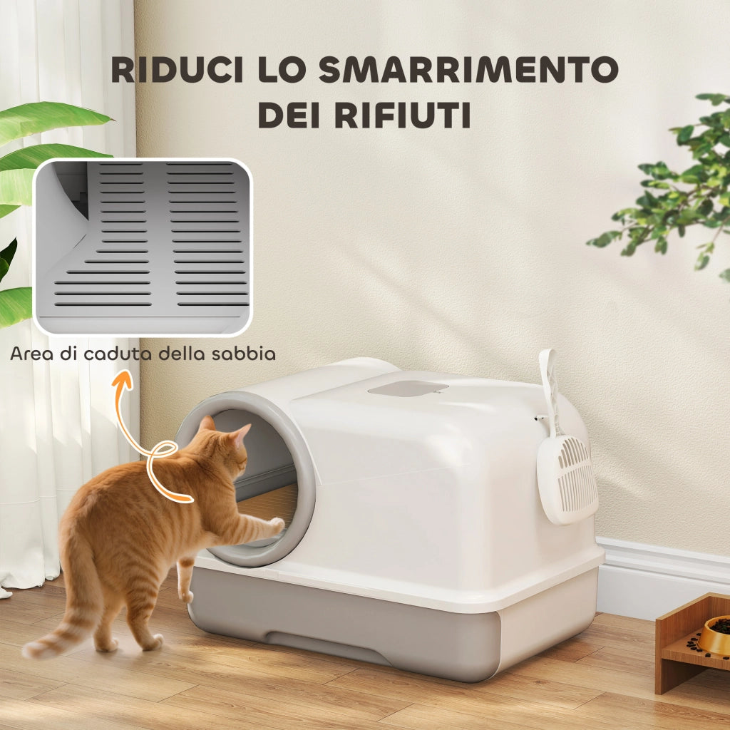 Lettiera per Gatti Chiusa ¨C Zephmum ¨C 59x39.5x39.5 cm, Bianco e Grigio