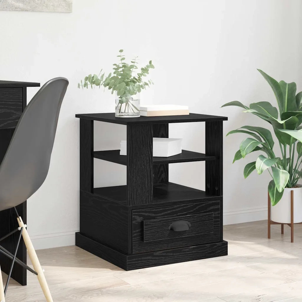 Armadio da Notte Rovere Nero 50 x 50 x 60 cm Legno multistrato