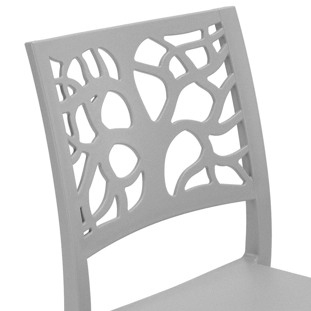 Set 4 sedie in polipropilene TETI, impilabile, resistente ai raggi UV, design moderno, ideale per sala da pranzo, cucina, sala d’attesa, bar, ristoranti o giardino, colore Cemento