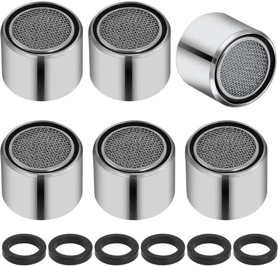 Set di illuminazione per rubinetti 6 pezzi, adattatore per rubinetti con cassetta in ottone, filtro idraulico con guaina in rame da 55/64 pollici, idoneo per cucina e bagno, finitura cromata.