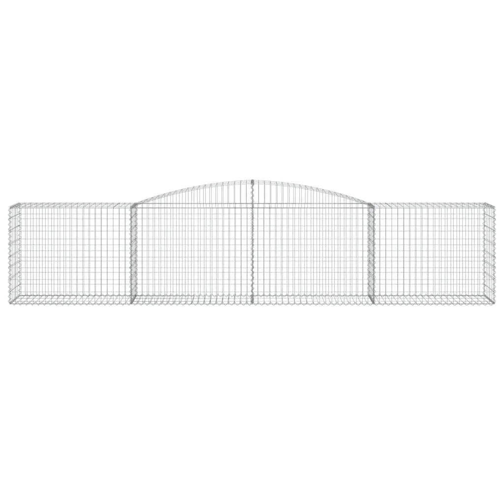 Cestini gabbioni recinzione a gabbia muro di contenimento ad arco 6 pezzi 400 x 50 x 80/100 cm ferro zincato argento 02_0041065
