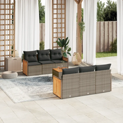 Set Divani da Giardino 7 pz con Cuscini Grigio in Polyrattancod mxl 88842