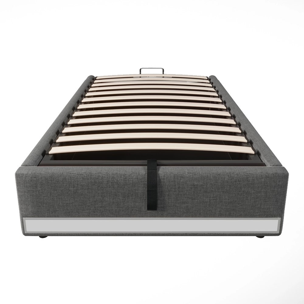 Letto Contenitore Imbottito con LED ¨C MINIMAL ¨C Grigio 90x200