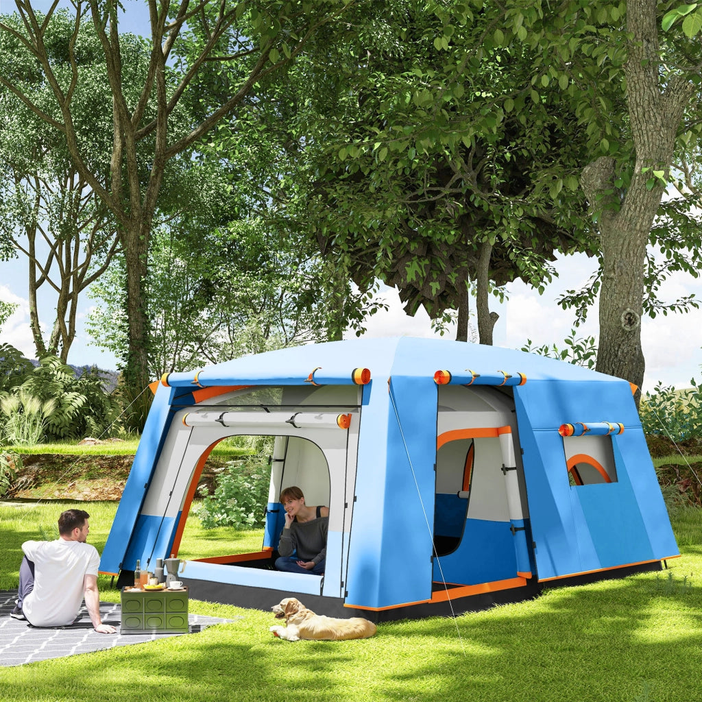 Tenda da Campeggio-Tenda per Escursionismo  per 5 Persone con 2 Stanze e Veranda, Impermeabile e UPF 30+, Borsa di Trasporto, Blu