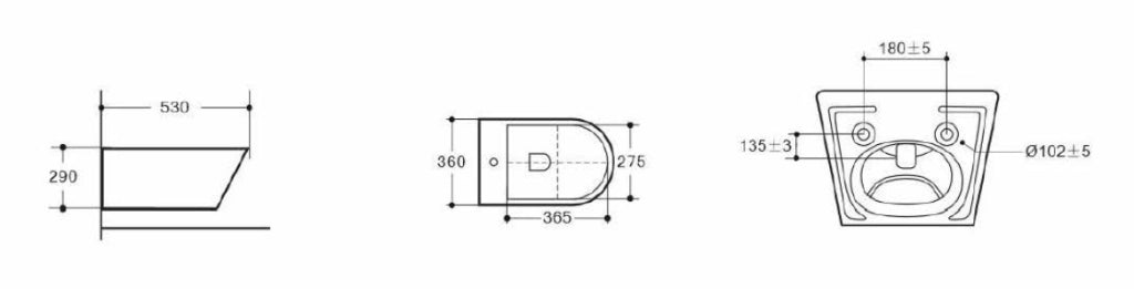 Sanitari sospesi WC e Bidet in Ceramica Copriwater soft-close PONENTE Bianco Lucido