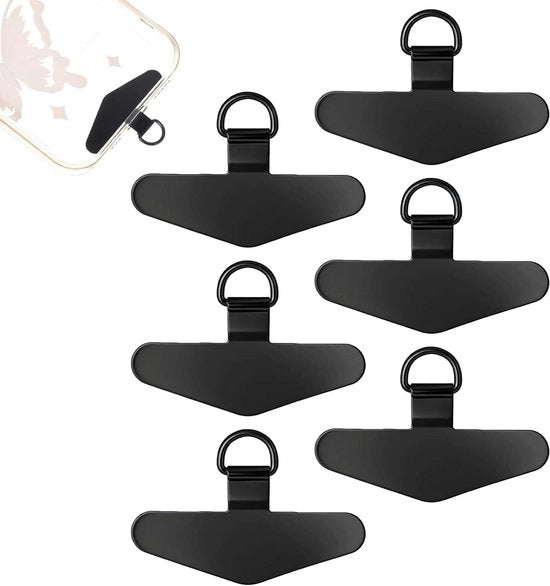Set di 6 catene di acciaio inossidabile per smartphone con adattatori universali | Catena di acciaio per smartphone e alloggiamento | Patch per cingolo di chiusura | Soluzione anti-perdita | Adatto per la maggior parte dei dispositivi mobili