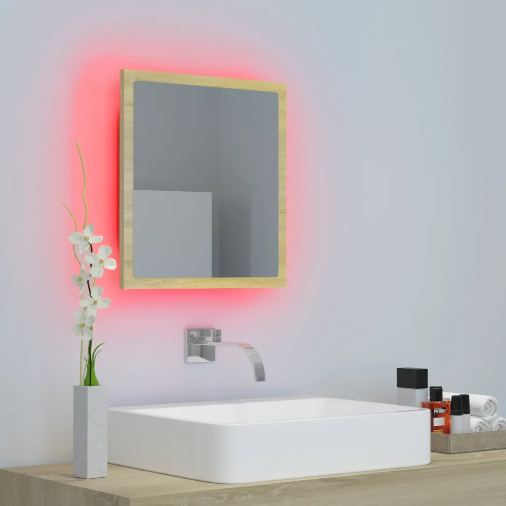 Specchio da Bagno LED Rovere Sonoma 40x8,5x37 cm in Acrilico 804911