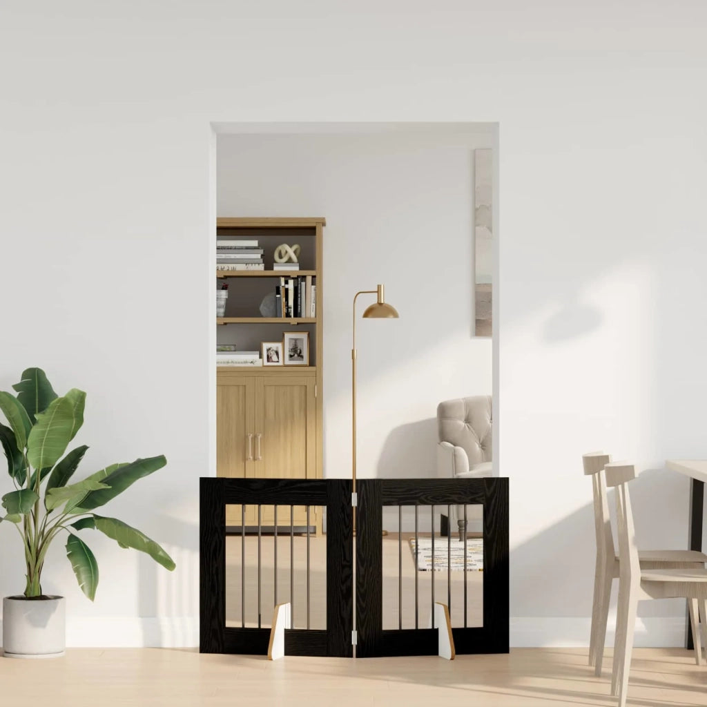 Cancello per cani con supporti 2 pz Rovere Nero 60 x 60 cm CFW9524790