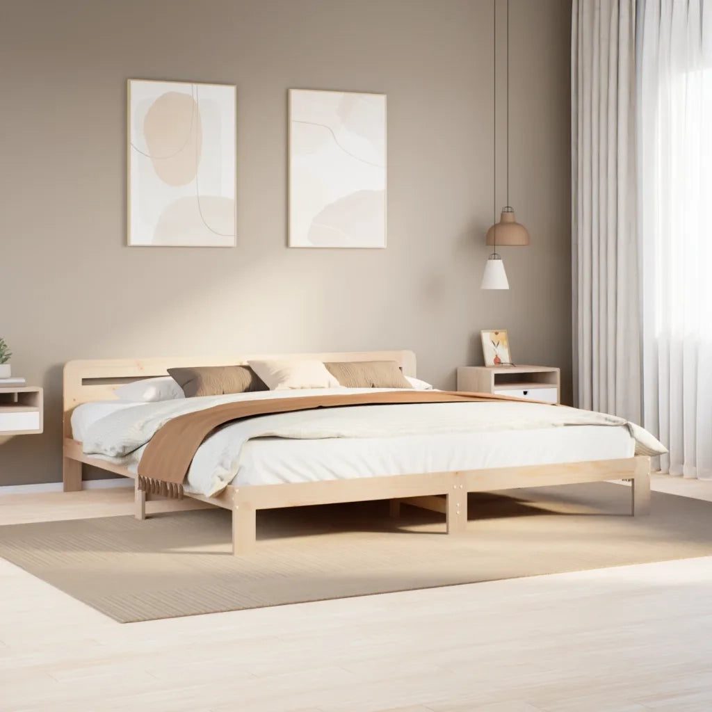 Letto senza Materasso-Struttura Letto 200x200 cm in Legno Massello di Pino 138260