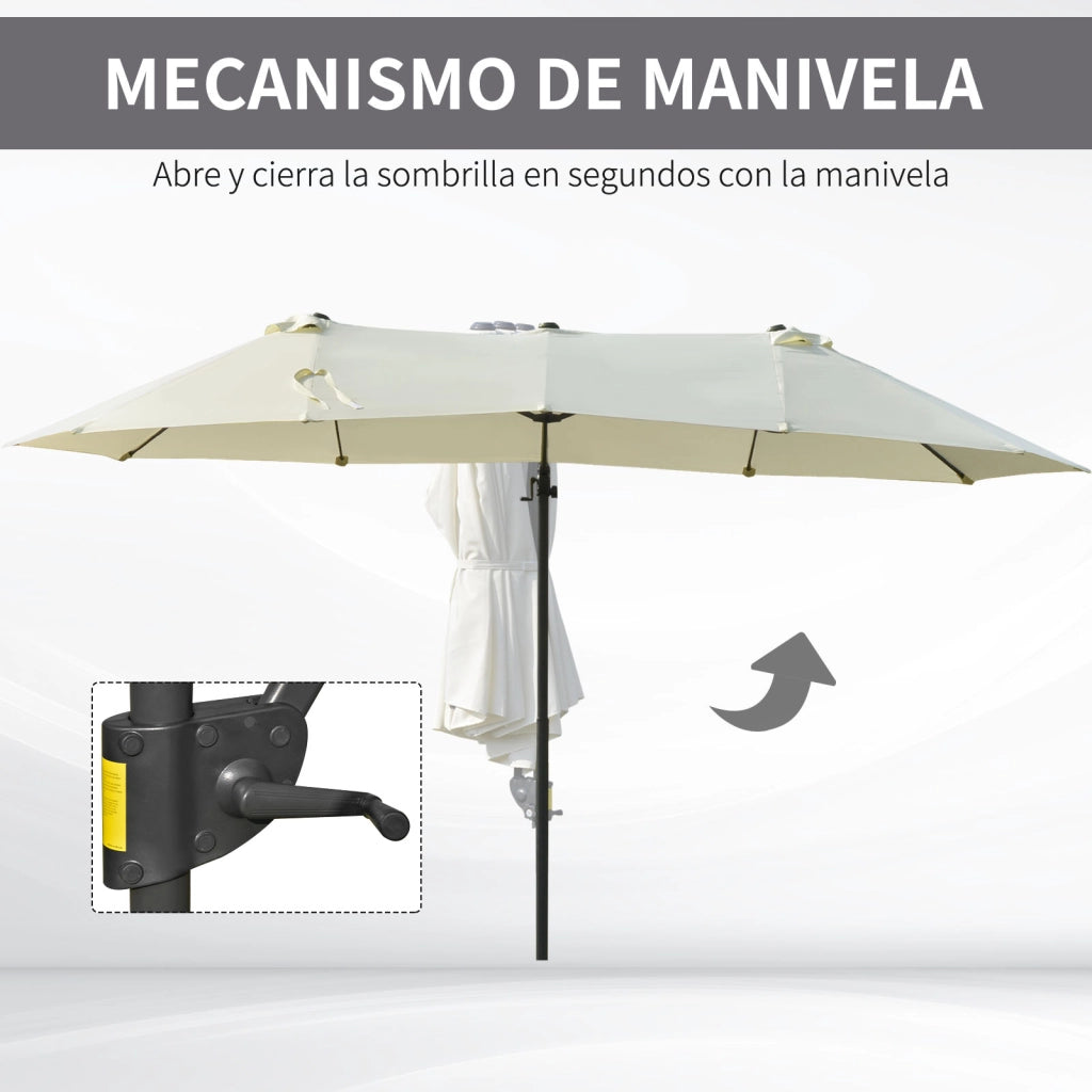 Ombrellone Doppio da Giardino 270x445x260 cm ¨C Xylo ¨C Beige con Manovella Inclinabile