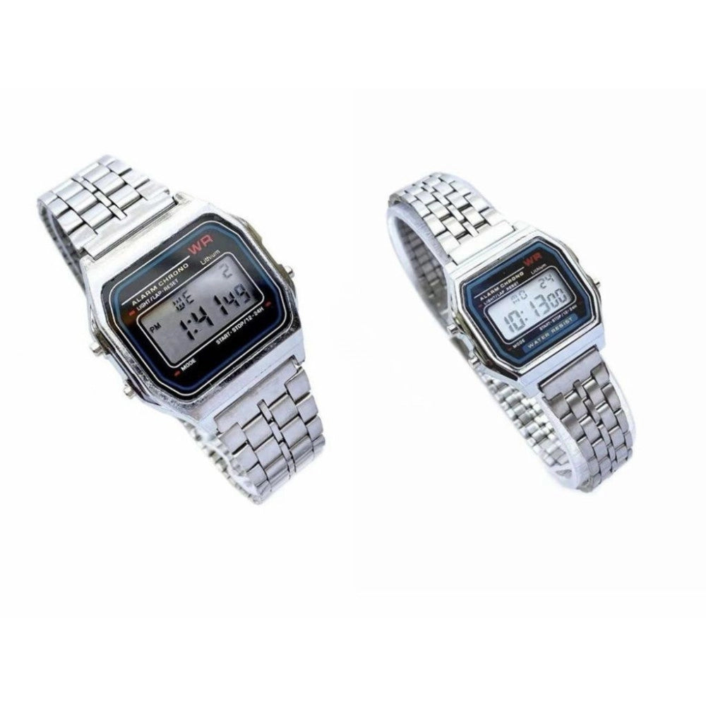 Trade Shop - Orologio Da Polso Digitale 26 Mm Acciaio Silver Compatto Con Cronografo -