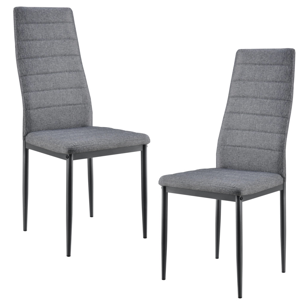 [en.casa] Sedie per Sala da Pranzo Set di 2 Sedie Imbottite 96 x 43 x 52 cm Acciaio Poliestere Grigio