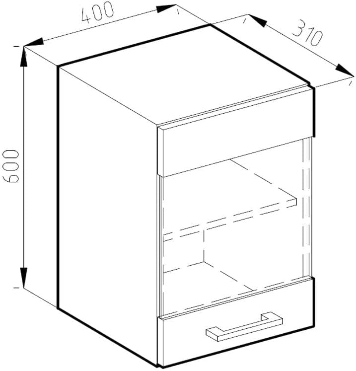 Mobile da cucina in vetro R-Line, Grigio nobile, 40 cm, per la libera combinazione all'interno di sistemi cucina modulari