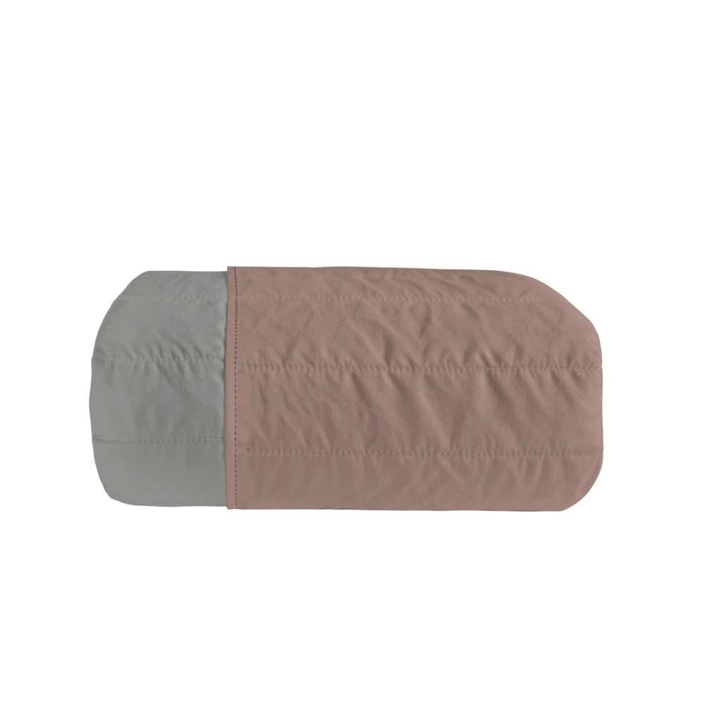 Trapuntino Estivo Double Face Effetto Water Washed Singolo 170x250 cm in Poliestere Rosa Antico e Grigio Chiaro