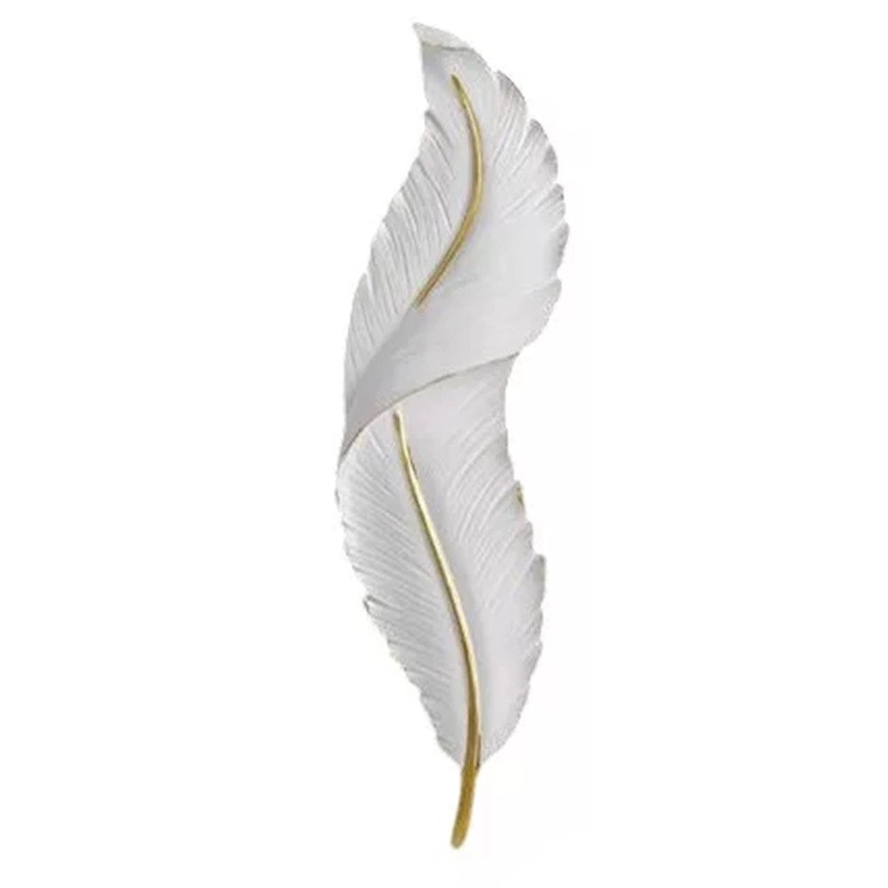 Trade Shop - Applique Led Lampada Muro 12w Cct 3 Tonalità Luce Design Piuma Bianca Oro Resina Aq24-b3c -