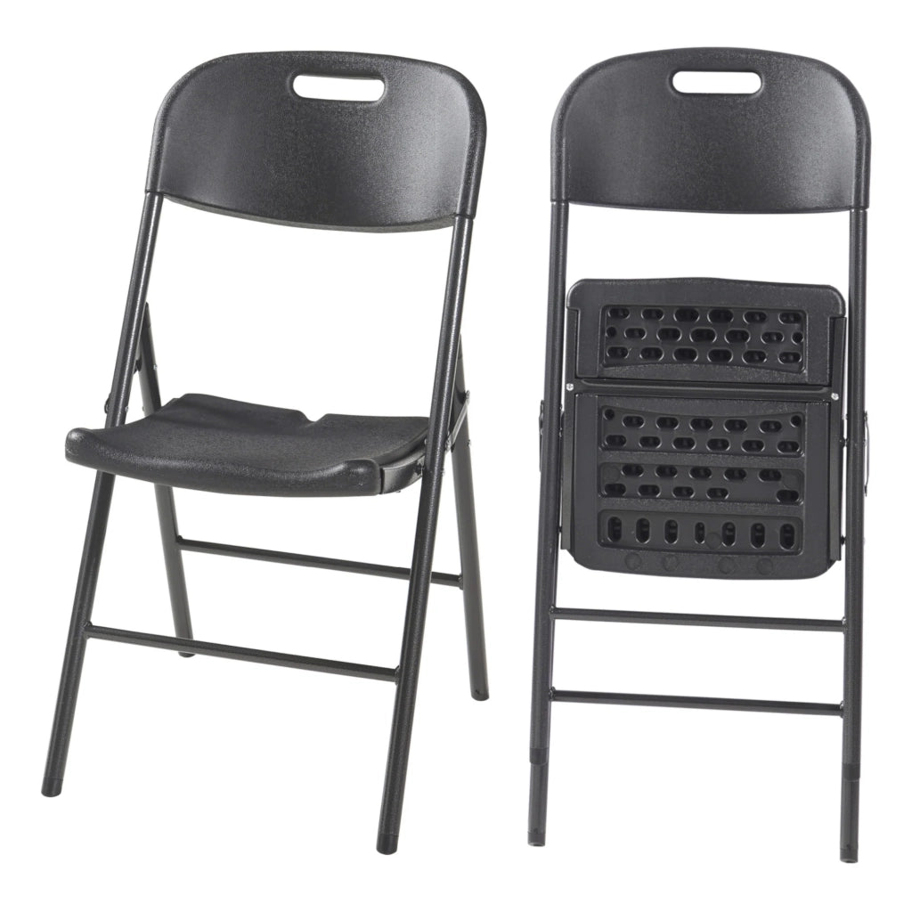 Set di 2 sedie pieghevoli da esterno per giardino campeggio e terrazza 87 x 46 x 53 cm nero 03_0009639