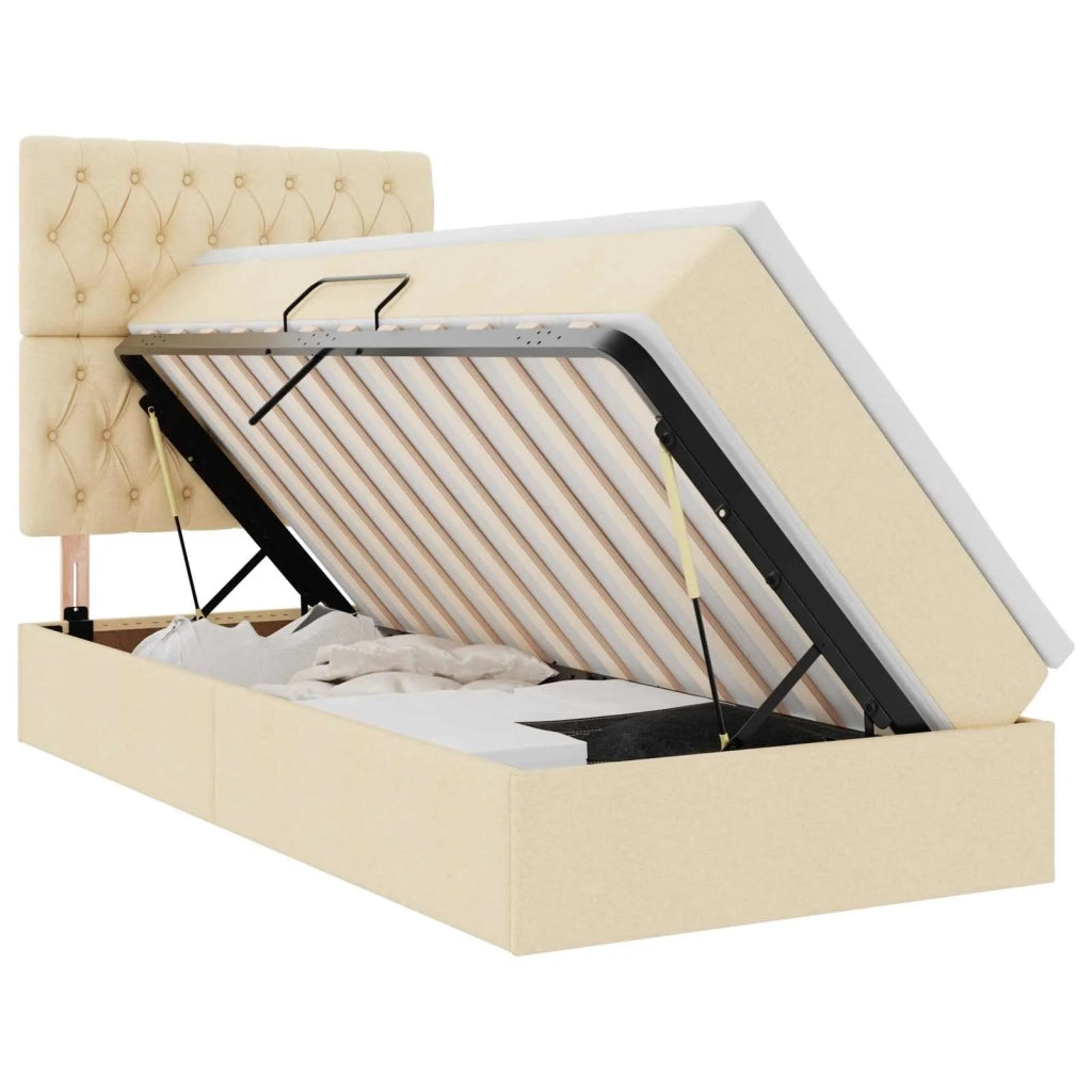 Letto con contenitore e LED Crema 90 x 190 cm Poliestere