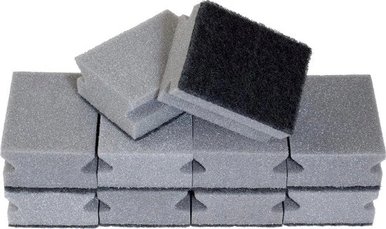 10 pezzi di spazzoloni per pentole Premium, spugna per sporco incrostato, spugna con abrasivo, 9 x 7 x 4 cm nero/grigio