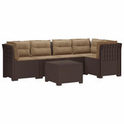 Divano da Giardino 5 Posti con Cuscini Stile Rattan PP Marrone 3444092