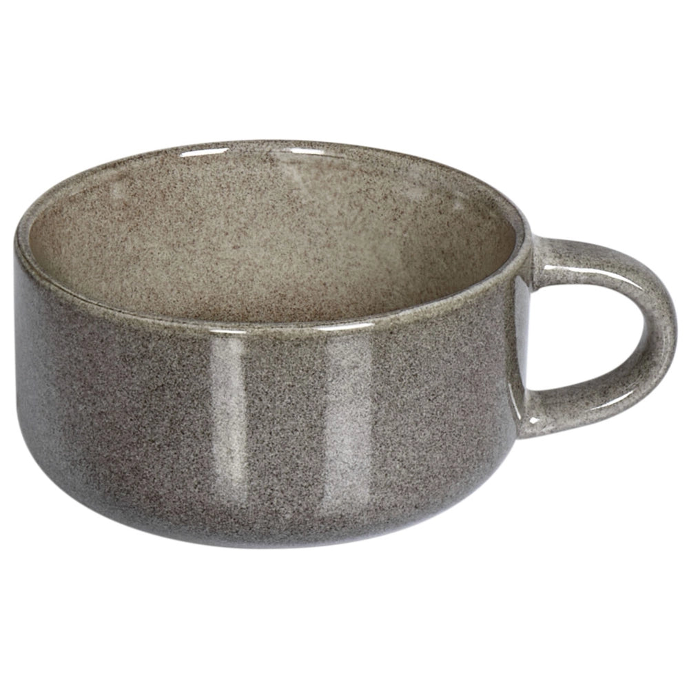 Set di 4 tazze con piattini in gres grigio con finitura in smalto reattivo fatto a mano per il tè e il caffè Cucina Sala da pranzo