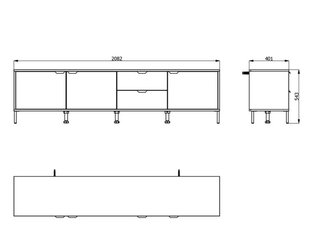 Scapoli, Mobile Porta tv 2 Cassetti, 208x40x54.5h cm Marrone Rovere Nodi