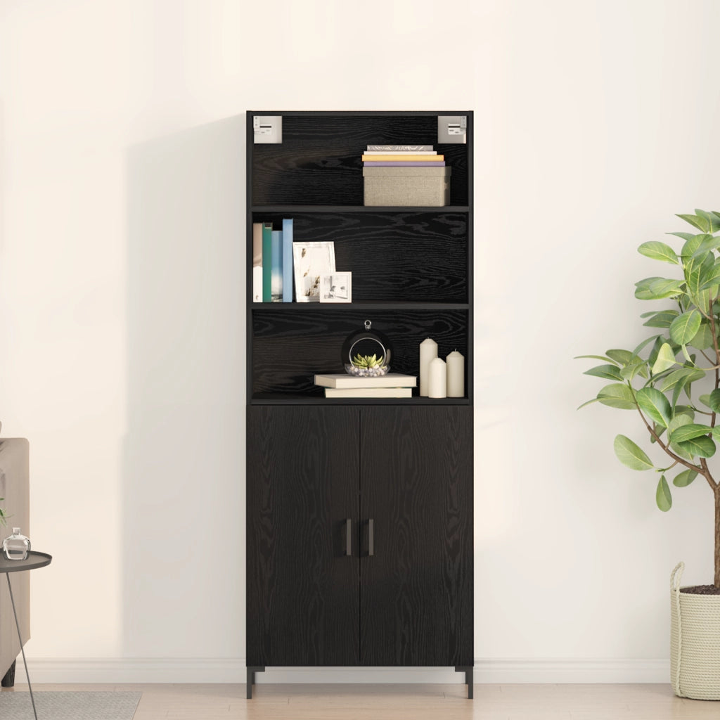Highboard Quercia Nera 69.5x34x180 cm Legno Ingegnerizzato